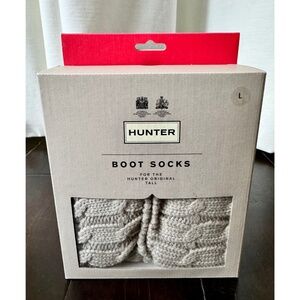 Hunter Boot Original Tall 6 Stich Cable Boot Socks in Gray, Size Large, NWT